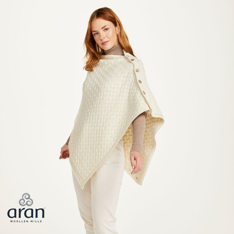 Aran Super Soft Merino Buttoned 3-Ways-To-Wear Cape